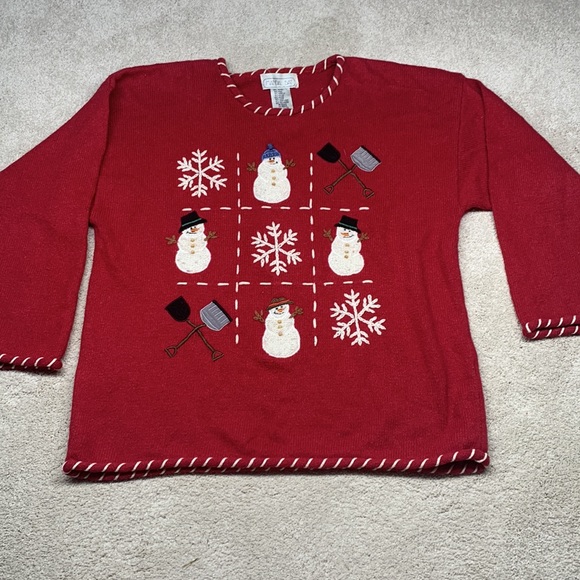 ❤️ Vintage Ugly Christmas Sweater Snowman tic-tac-toe - Picture 2 of 7